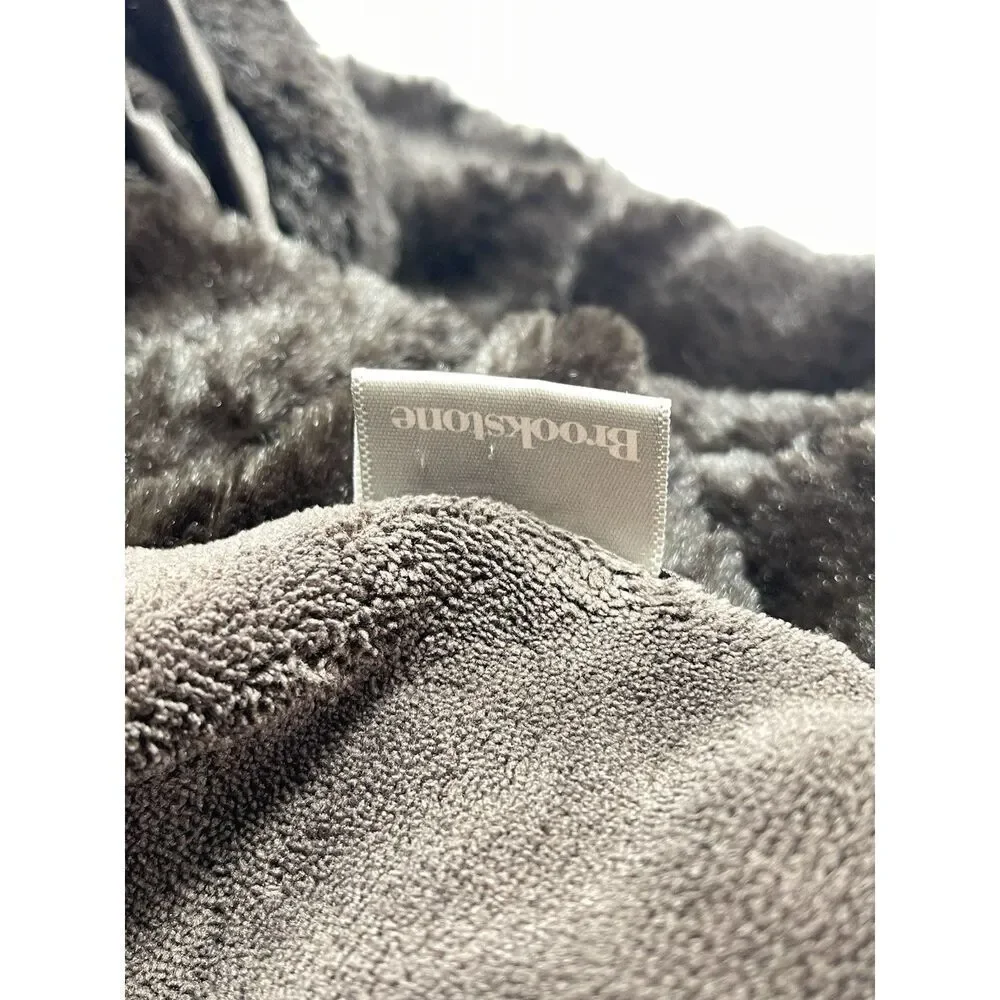 Brookstone Nap Travel Throw Blanket 2 Ply Chocolate Brown Plush Satin Trim 38x60